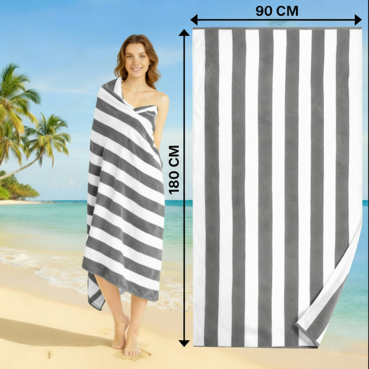 Premium Cotton Beach Towel – Large, Quick-Dry & Highly Absorbent Striped Design