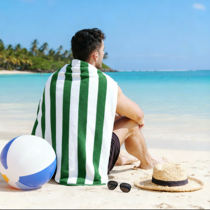 Premium Cotton Beach Towel – Large, Quick-Dry & Highly Absorbent Striped Design
