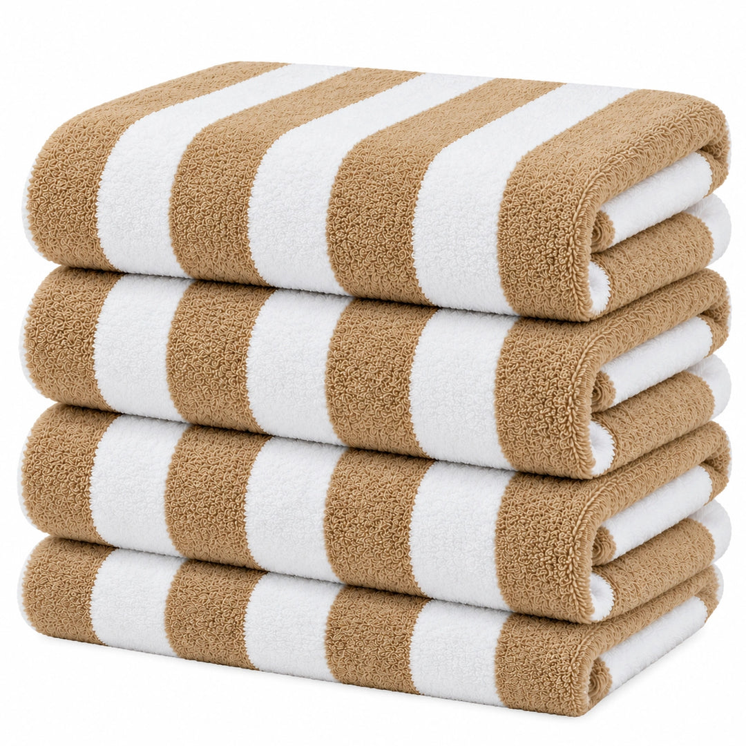 Premium beige striped bath towel set