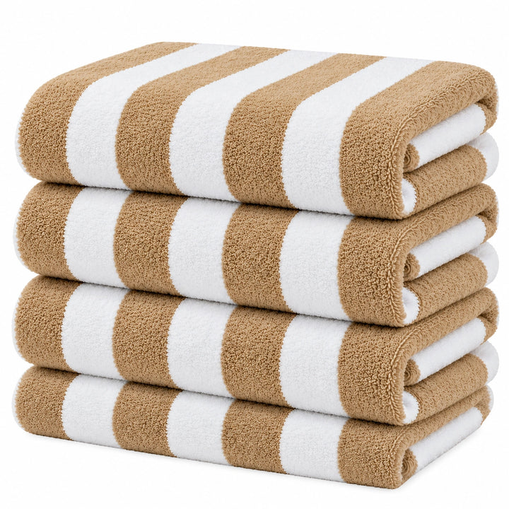 Premium beige striped bath towel set
