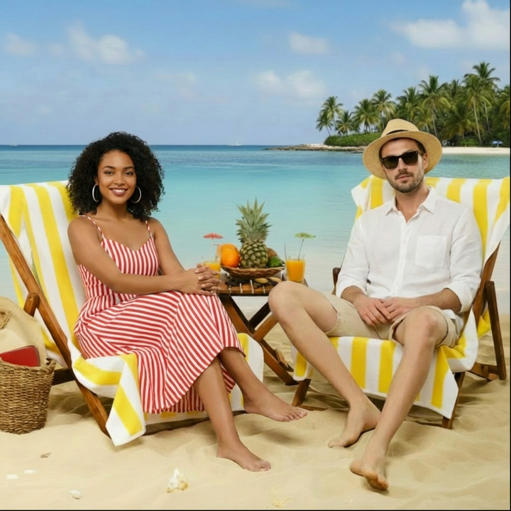 Premium Cotton Beach Towel – Large, Quick-Dry & Highly Absorbent Striped Design