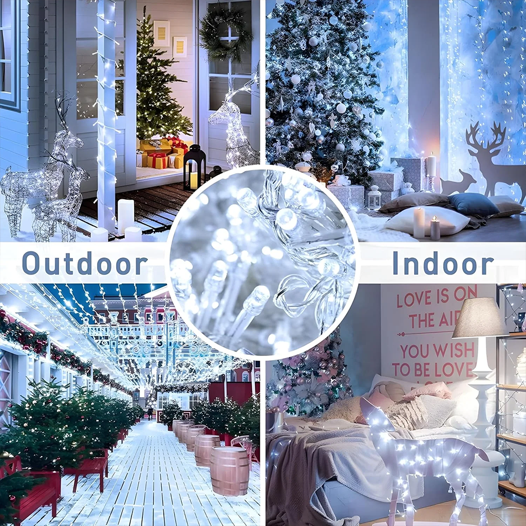 Warm White LED String Fairy Lights  – Indoor Outdoor Decorative Lighting (White)