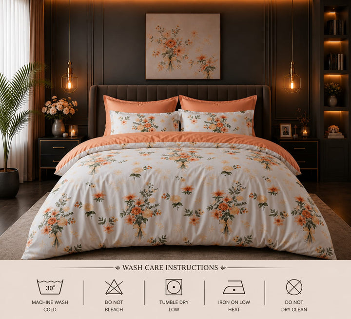 6 PCs King Size Blossom Printed Bedding Set with Duvet, Fitted Sheet &amp; Pillowcases (6FS187)