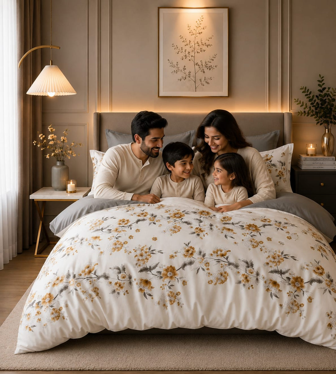 6 PCs King Size Elegant Bedding Set with Duvet Cover Fitted Sheet &amp; Pillowcases (6FS188)