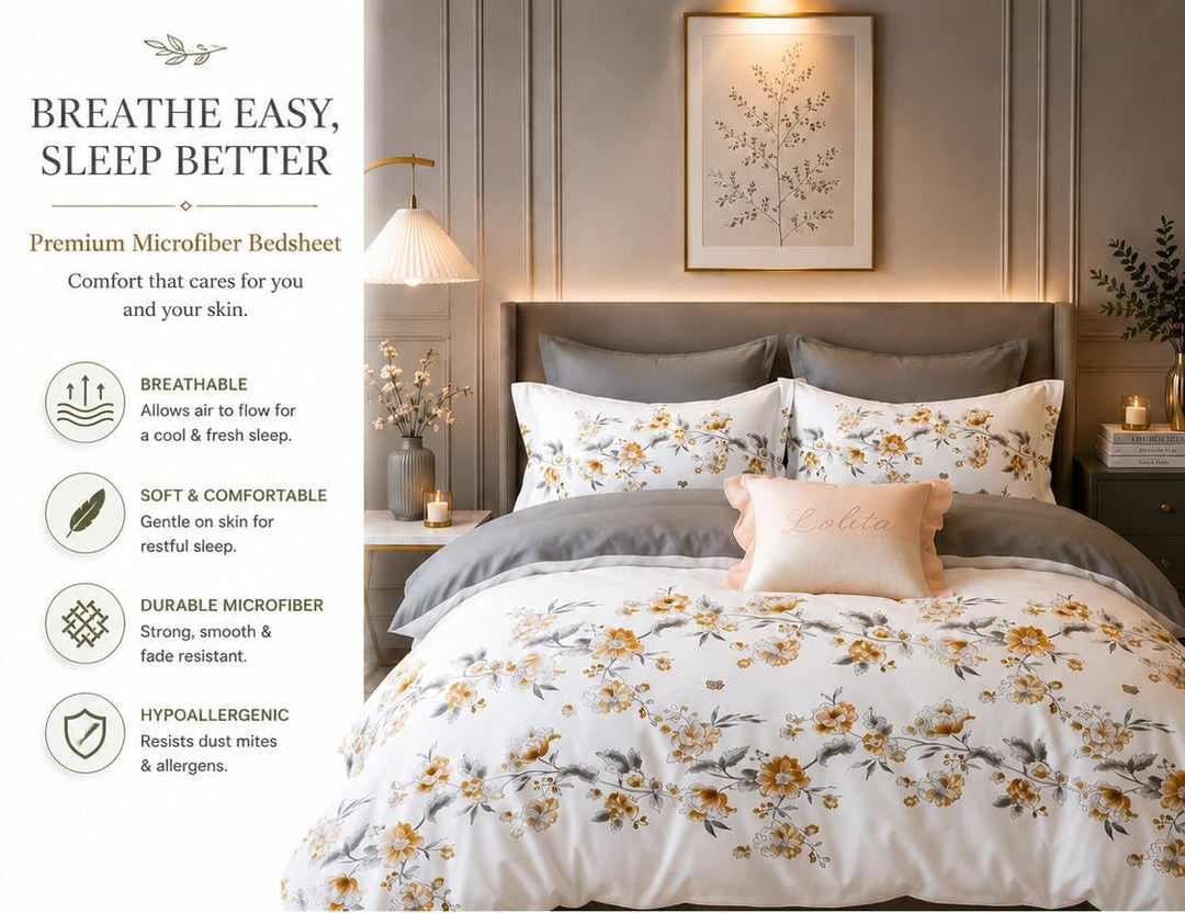 6 PCs King Size Elegant Bedding Set with Duvet Cover Fitted Sheet &amp; Pillowcases (6FS188)