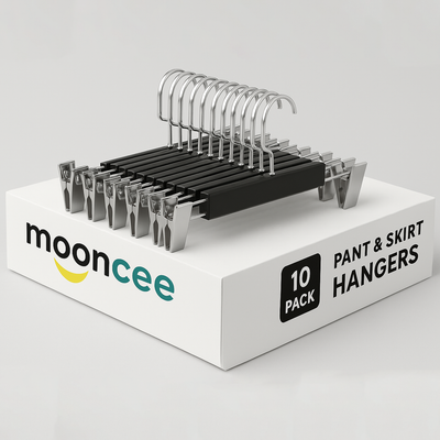 Premium High Grade Wooden Clip Hangers 10 PCs – Strong & Elegant Black Hanger