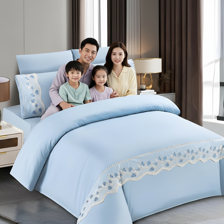 Bedding & Bedsheet Collection 6 PCs Sets - Soft, Durable & Stylish Bedroom Sets (Sky Blue)