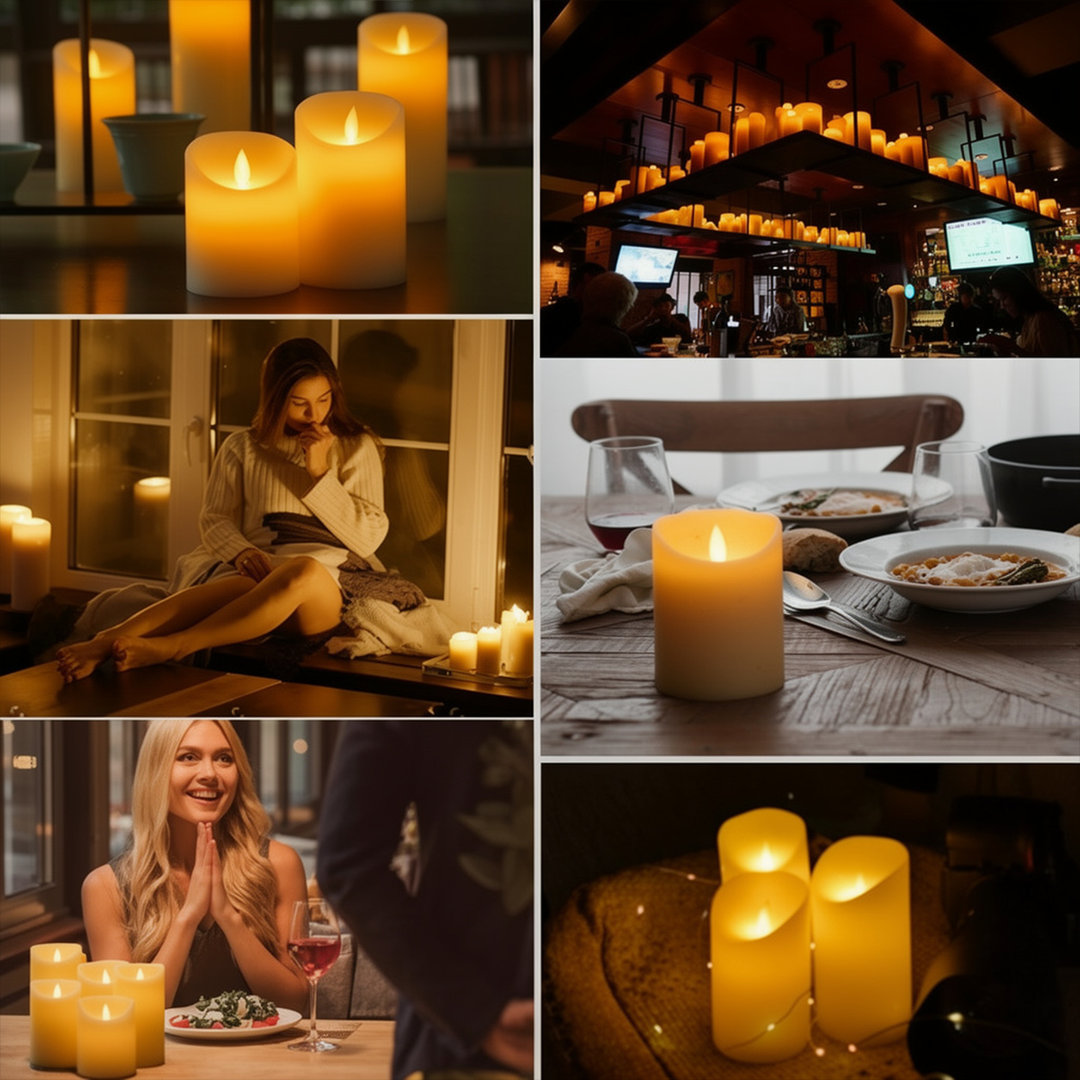 MOONCEE 3 PCs LED Pillar Candles with Remote – Battery Flameless Flickering Lights Décor