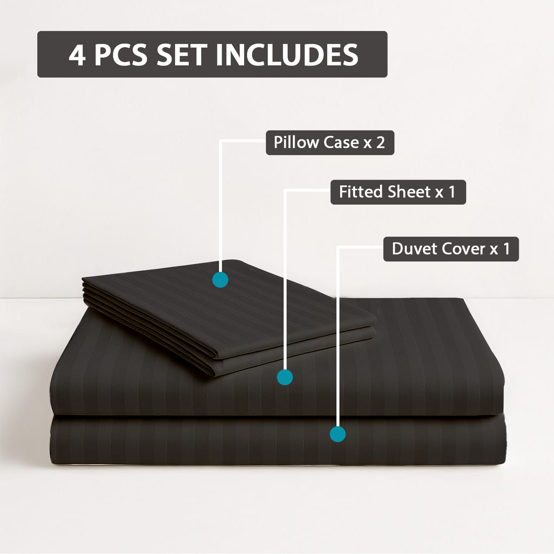 4 PCs Single Bed Sheets Set With Duvet Cover Set 160x220 cm Bedding Set (Ash Grey)