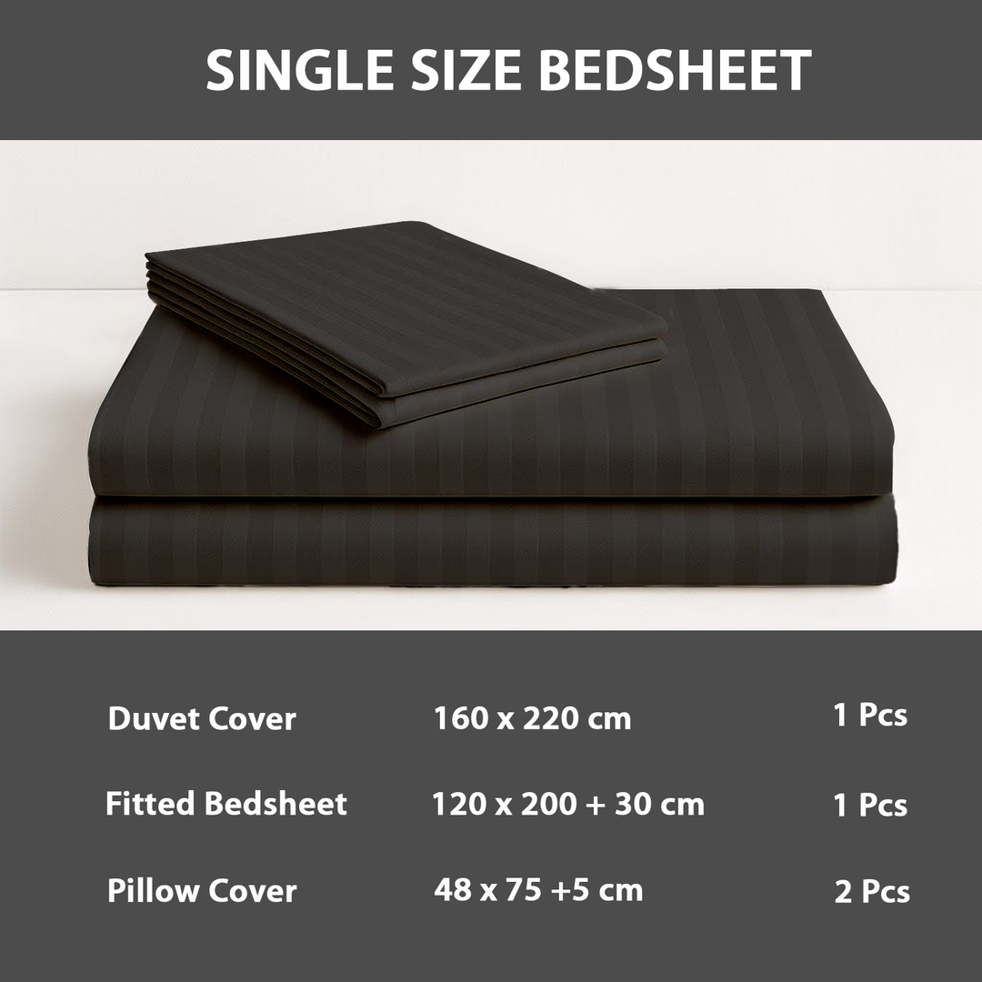 4 PCs Single Bed Sheets Set With Duvet Cover Set 160x220 cm Bedding Set (Ash Grey)