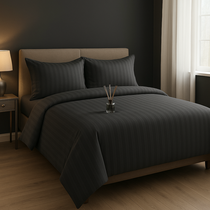 4 PCs Single Bed Sheets Set With Duvet Cover Set 160x220 cm Bedding Set (Ash Grey)