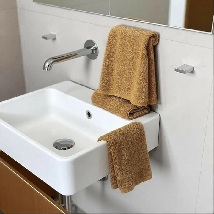 Soft 12 Pack Face Towels Set – Highly Absorbent Cotton Bath Towels (Camel)
