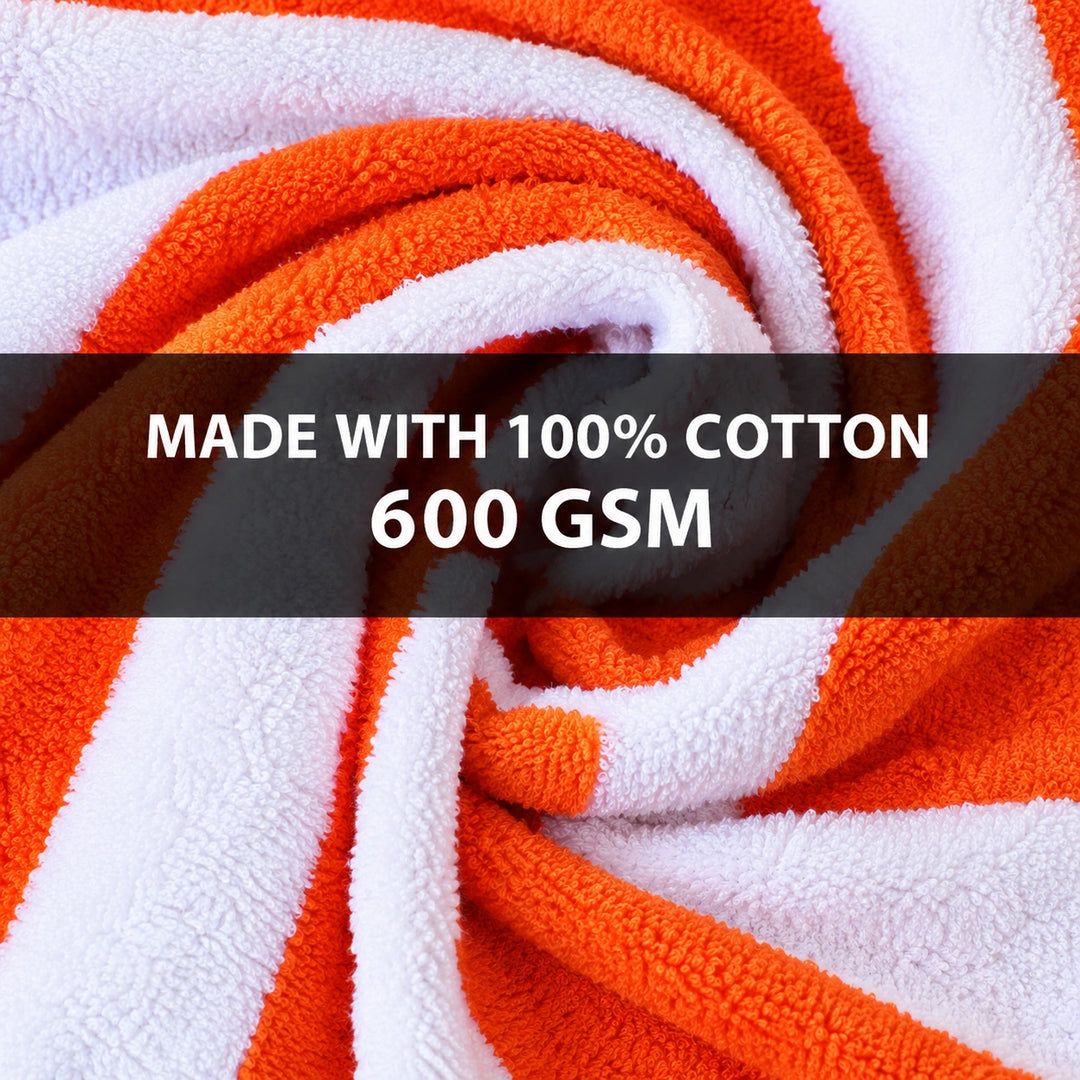 4 PCs Premium 100% Cotton Bath Towel Set 600 GSM, Soft Striped Absorbent Towel Set