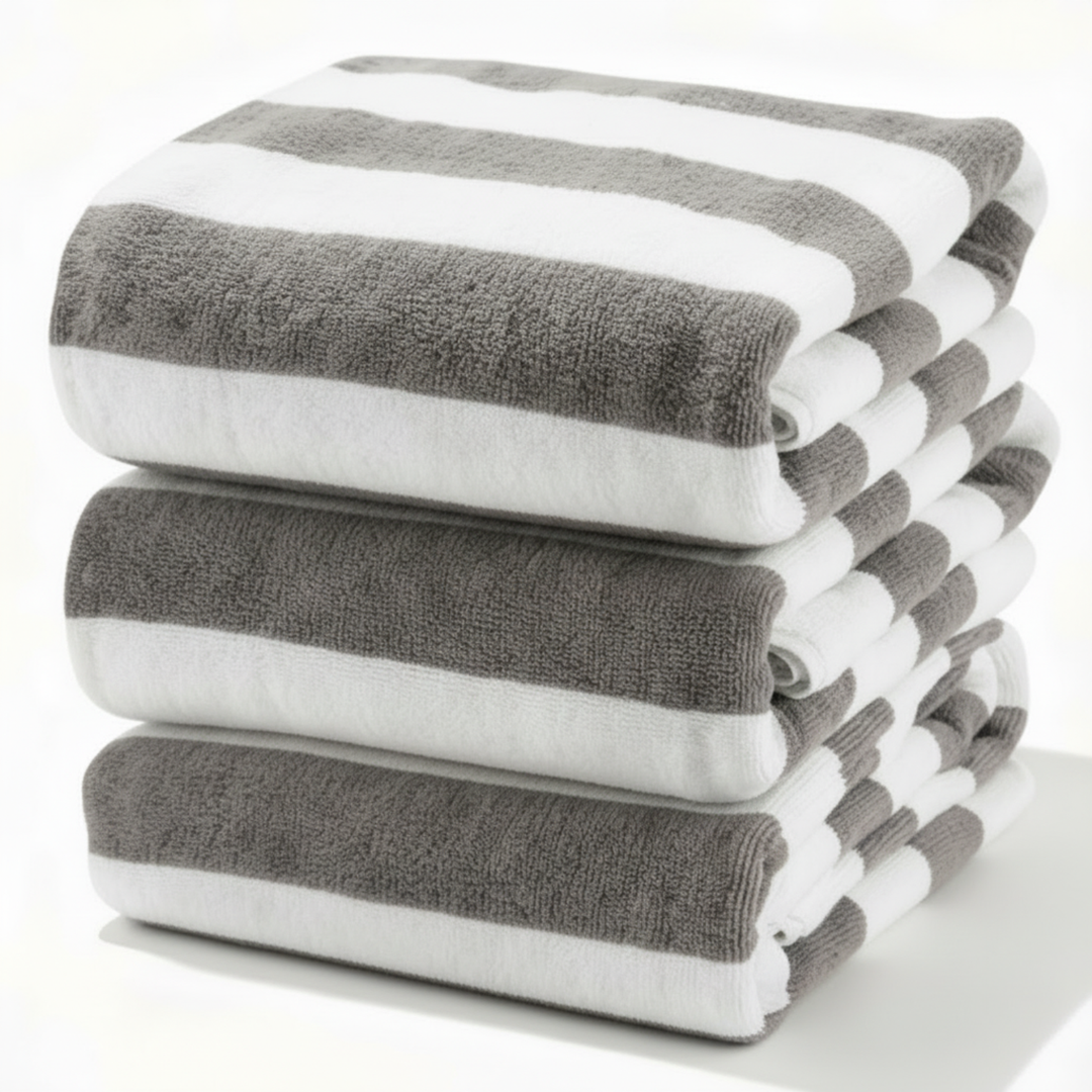Premium Cotton Beach Towel – Large, Quick-Dry & Highly Absorbent Striped Design