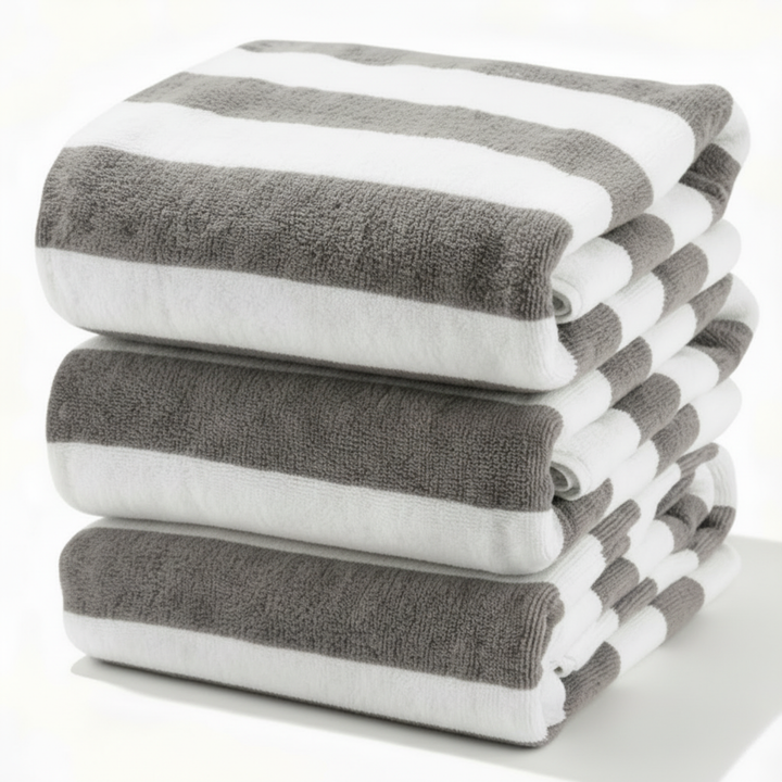 Premium Cotton Beach Towel – Large, Quick-Dry & Highly Absorbent Striped Design