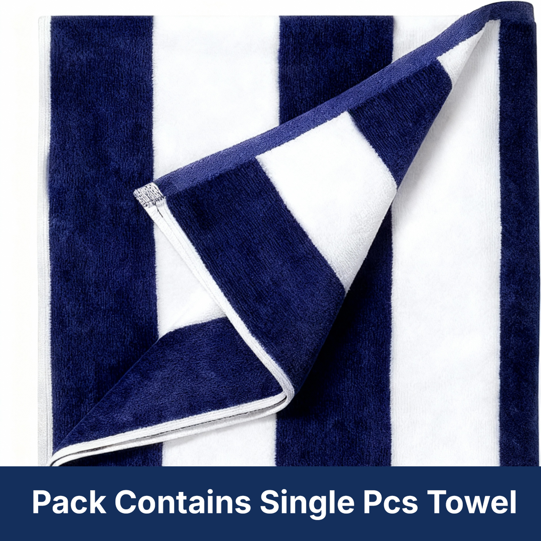 Premium Cotton Beach Towel – Large, Quick-Dry & Highly Absorbent Striped Design