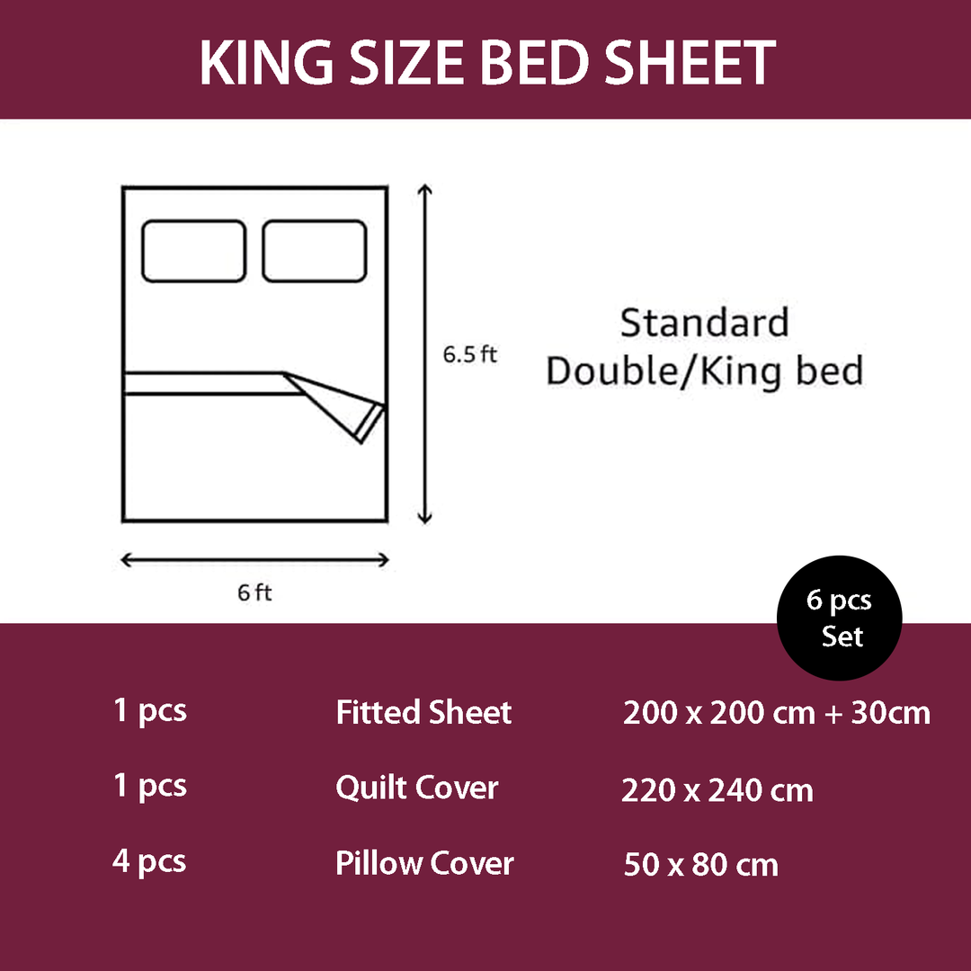 Elegant King Size Bedding Set 6 PCs - Fade-Resistant, Comfort Fit, Premium Quality (6FS136)