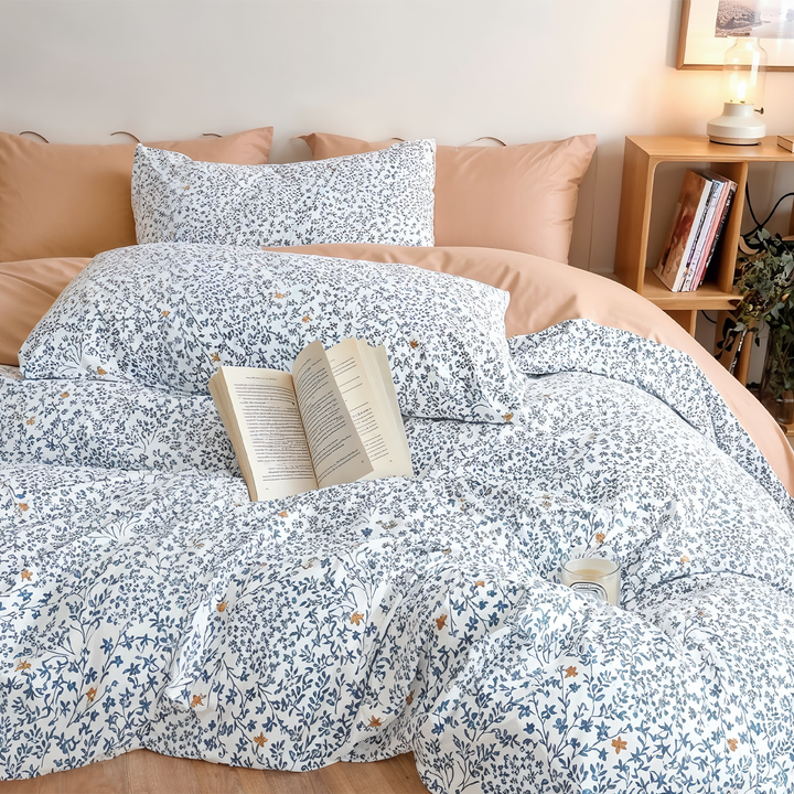 Floral 6 PCs King Bedding Set - Duvet Cover, 200x200 Fitted Sheet & Pillowcases (6FS103)