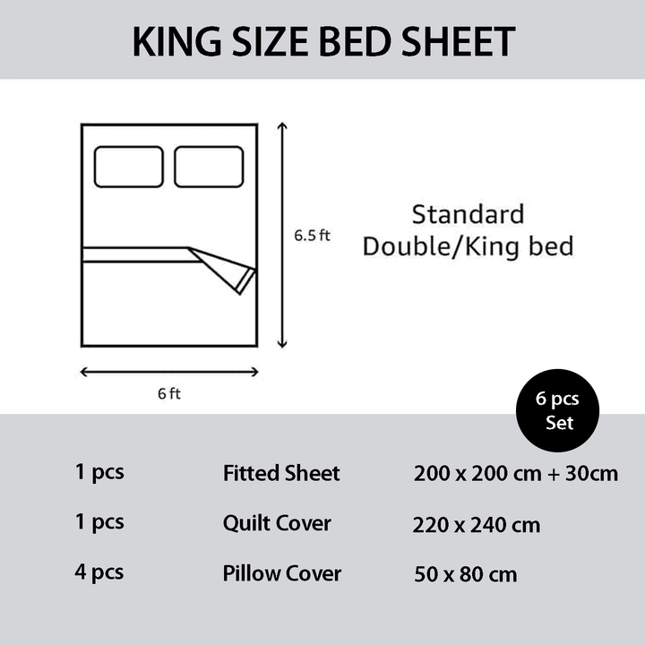 6 PCs Royal White Embroidered  King Bedding Set with Pillowcase for Elegant Homes (6ES72)