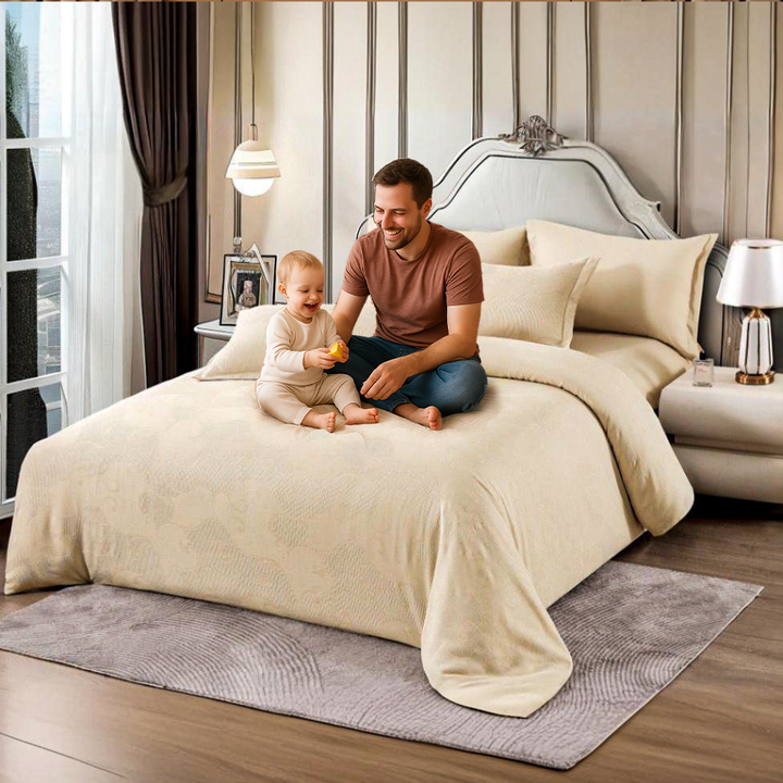 Luxury Jacquard Bedding Set 6 PCs - Elegant Comfort & Pillowcases for Weddings (6FM65)