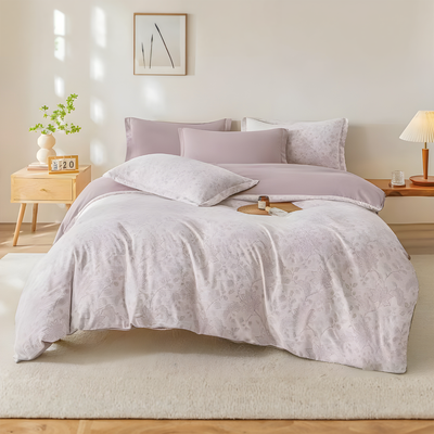 Floral 6 PCs King Bedding Set with Duvet Cover, Fitted Sheet 200x200 & Pillowcases(6FS116)