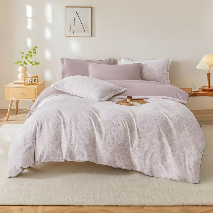 Floral 6 PCs King Bedding Set with Duvet Cover, Fitted Sheet 200x200 & Pillowcases(6FS116)