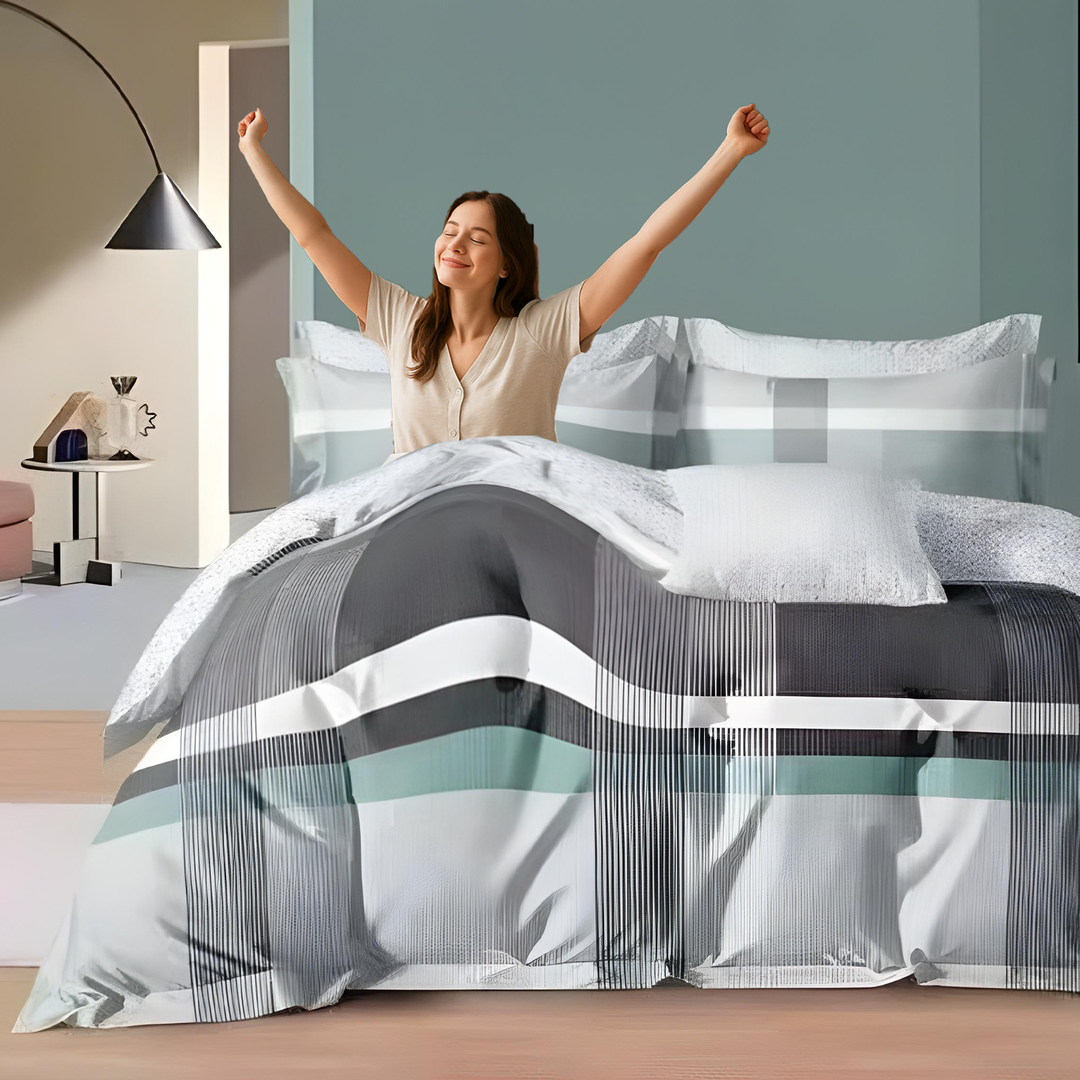 Floral 6 PCs King Bedding Set - Duvet Cover, 200x200 Fitted Sheet & Pillowcases (6FS124)