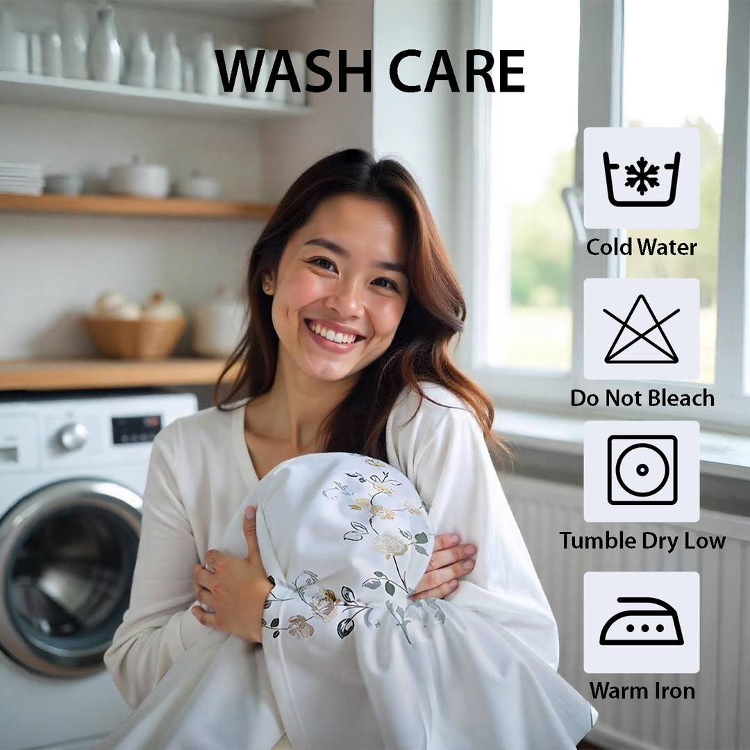 Signature White Floral 6 Piece King Size Bedding Set – Refined Luxury Comfort (6ES75)