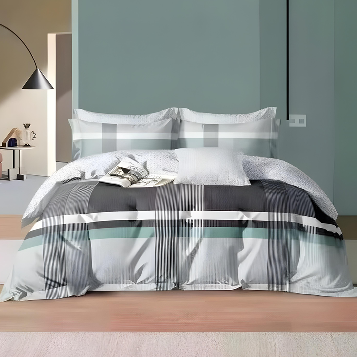 Floral 6 PCs King Bedding Set - Duvet Cover, 200x200 Fitted Sheet & Pillowcases (6FS124)