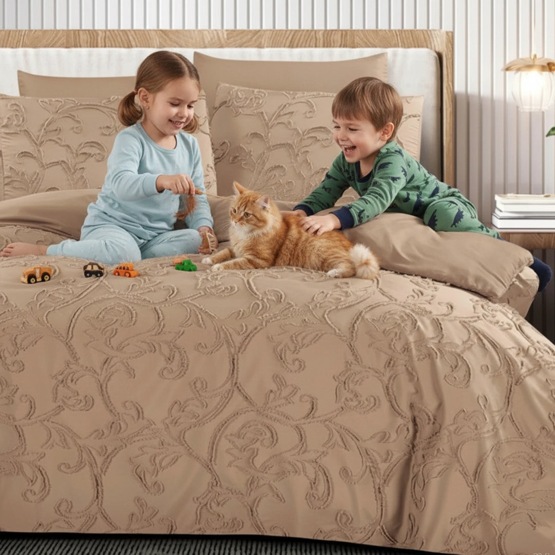 King Bedding Set with Duvet Cover 220x240 6 PCs King Size Fitted Bed Sheet Set (6FM29)