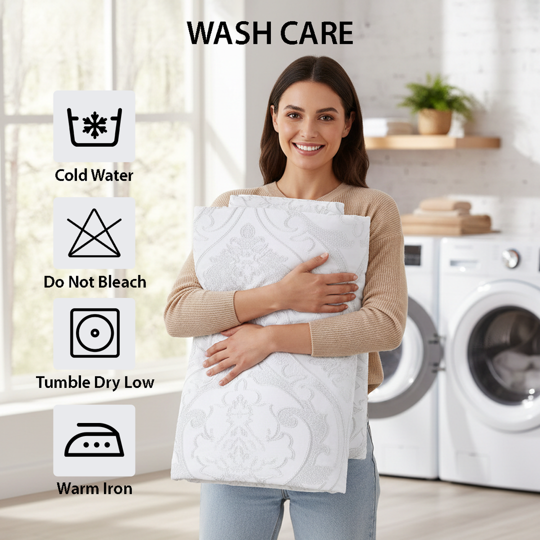 white king quilted bedding set with elegant damask pattern