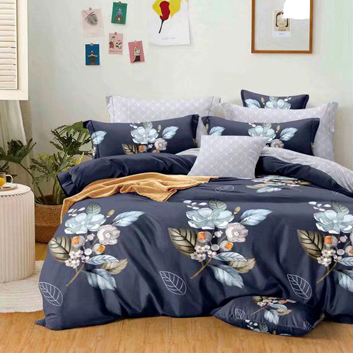 6 PCs King Size Fitted Bed Sheet Set With Duvet Cover 220x240, King Bedding Set (6FS18)