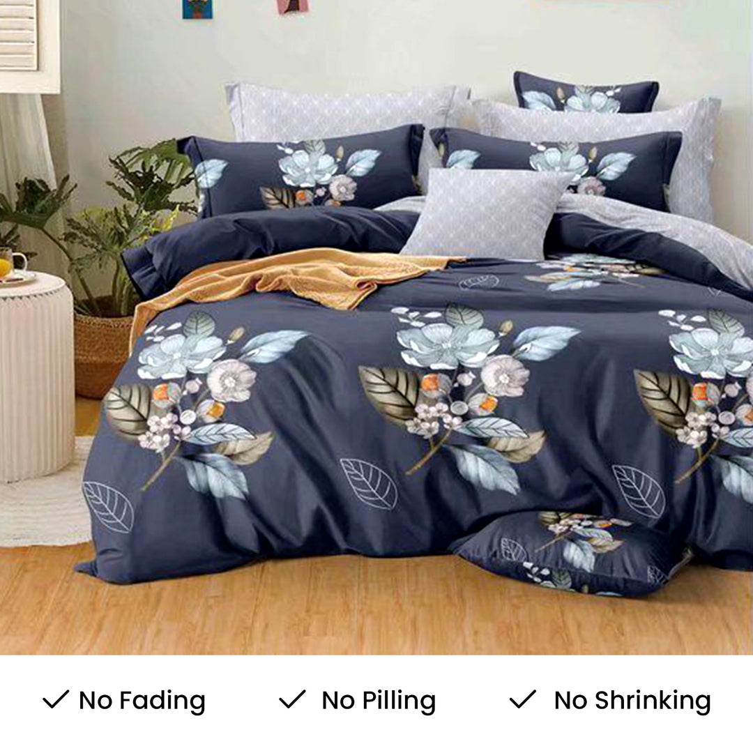 6 PCs King Size Fitted Bed Sheet Set With Duvet Cover 220x240, King Bedding Set (6FS18)