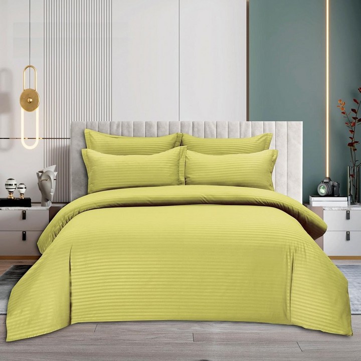 MOONCEE 6 PCs King Size Bed Sheet Set Duvet Cover 220x240 King Size Bedding Set (Lime Green)