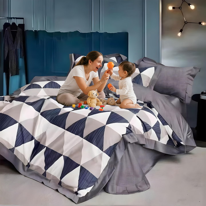 King Size Cotton Blend Bedding Set – 6 Pcs Duvet, Fitted Sheet & Pillow Covers (6FS144)