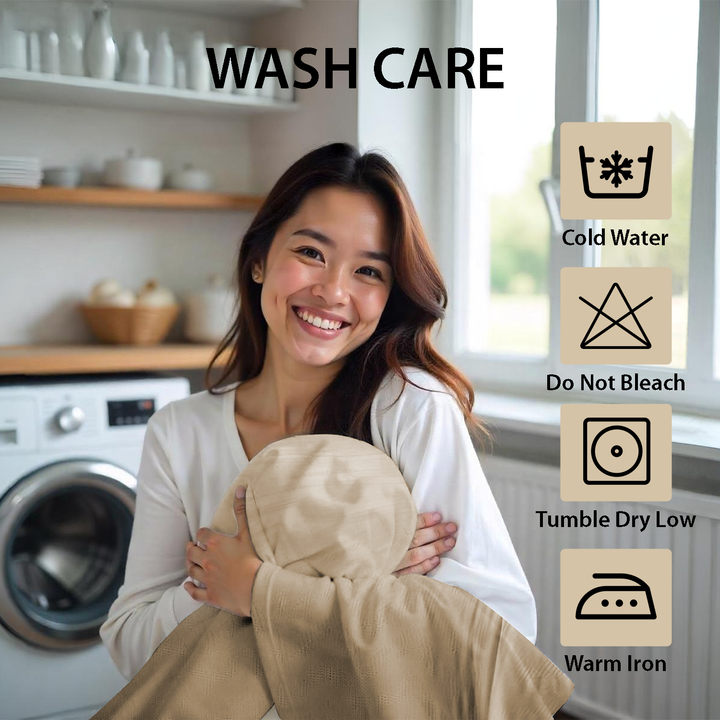 Premium Cream King Bedding Set 6 PCs - Ultra-Soft Comforter & Pillowcase Set (6FM60)