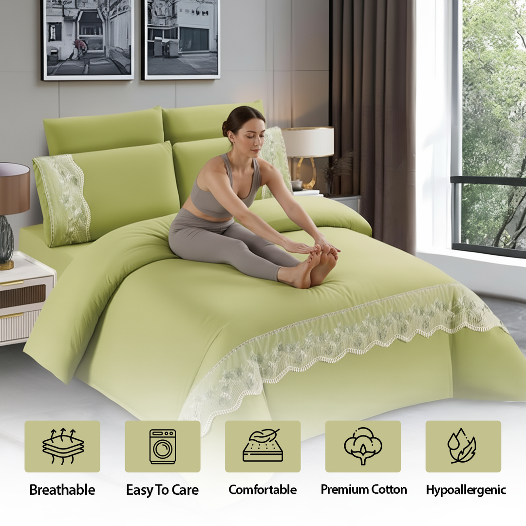 Premium King Bedding Collection 6 PCs Set - Elegant for Modern Bedrooms (Moss Green)