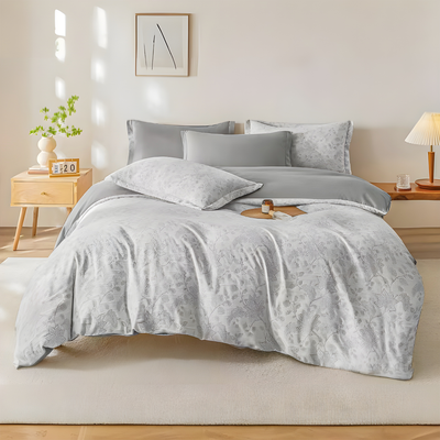 Floral Linen Sheets 6 PCs King Set with 220x240 Duvet Cover & Fitted Sheet (6FS112)