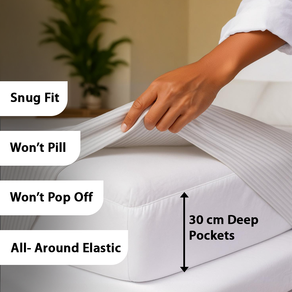 Super King Bedding Set 7 PCs with Duvet , Fitted Sheet, Pillow Shams & Comforter (White)