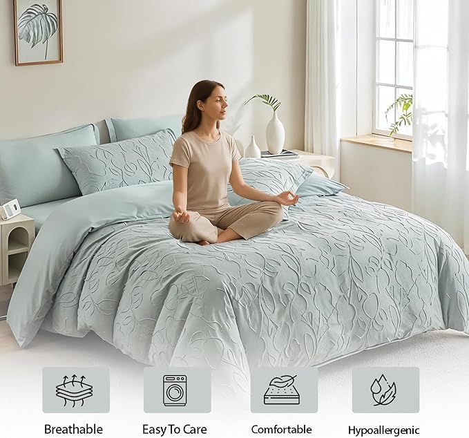 Luxury 6 PCs King Bed Set Embroidered Duvet Cover – Fitted Sheet & Pillowcases  (6FM42)