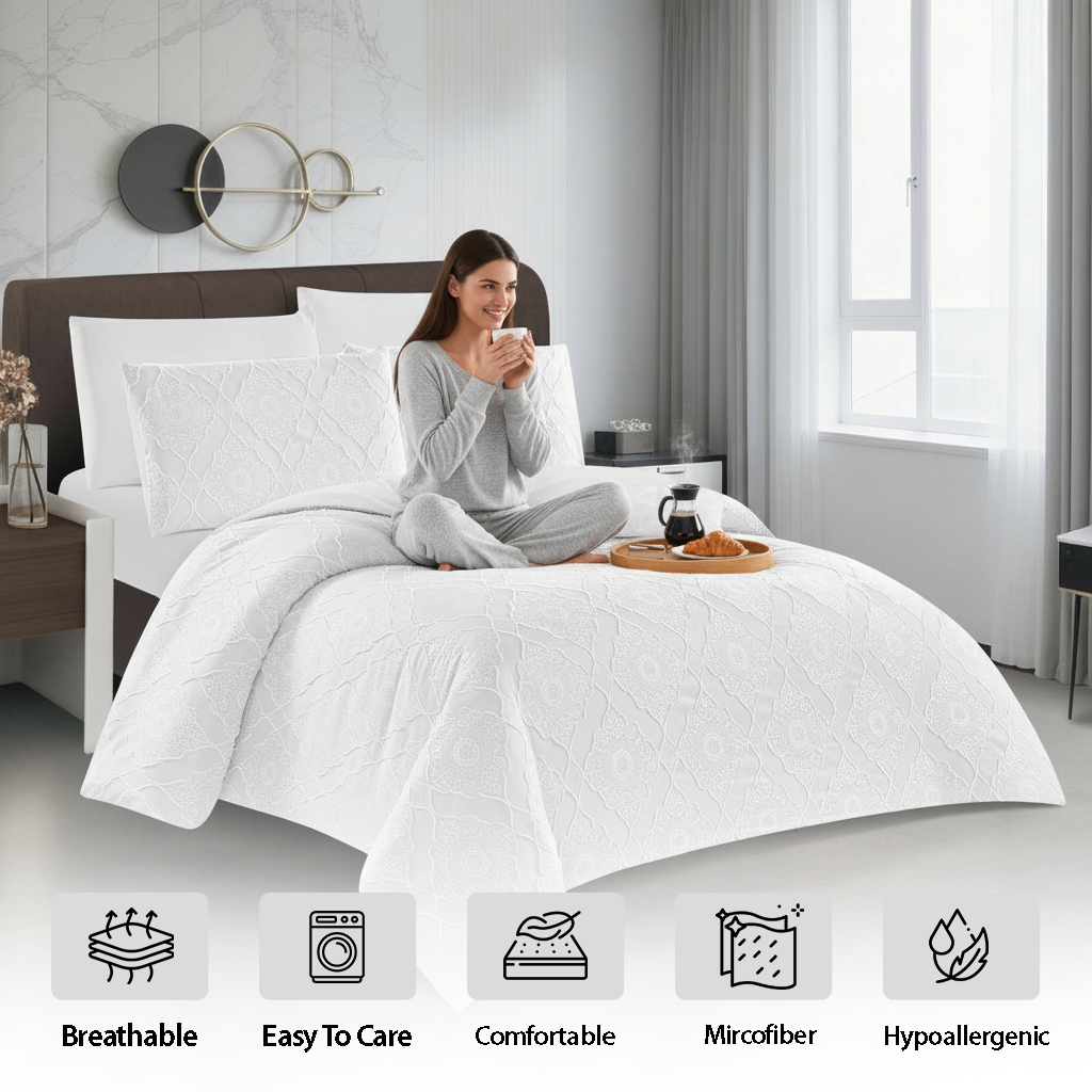 طقم سرير 6 قطع - فائق النعومة، كامل مع أغطية الوسائد وغطاء اللحاف (6FM62)