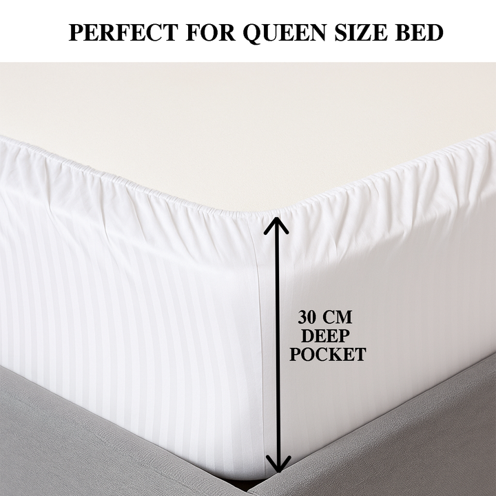 100% Combed Cotton 300 TC Hotel Fitted Sheet Set with Pillowcases