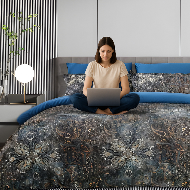 Floral 6 PCs King Bed Set – Duvet Cover, Deep Pocket Fitted Sheet & Pillowcases (6FS98)