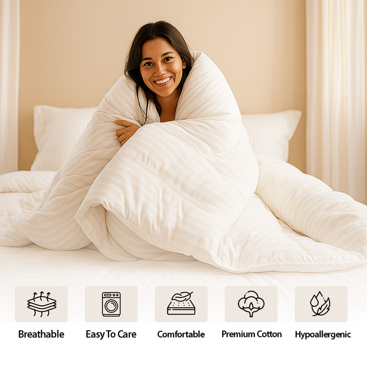 Super King Bedding Set 7 PCs with Duvet , Fitted Sheet, Pillow Shams & Comforter (White)