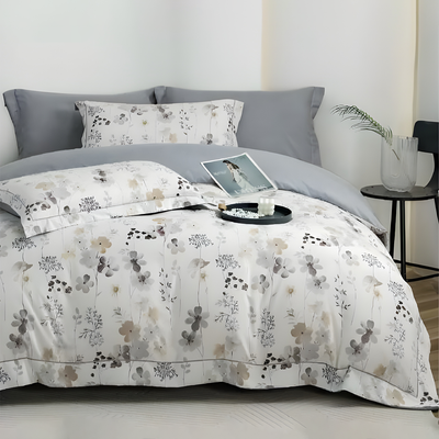 King Size 6 PCs Floral Bed Sheet Set with Fitted Sheet, Duvet Cover & Pillowcases (6FS76)