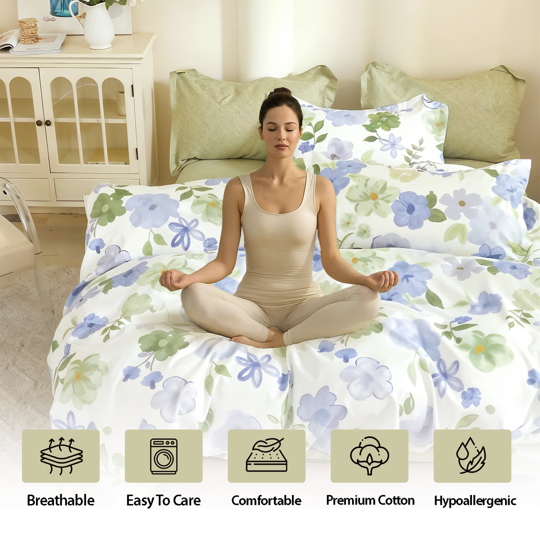 Floral Bed Sheets 6 PCs Fitted Bed Sheets, Duvet Covers & Pillowcases Online (6FS106)