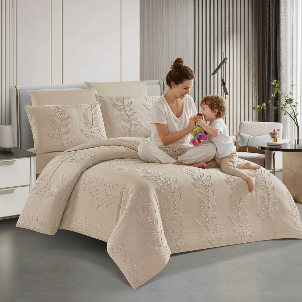 Elegant pink king quilted bedding set with matching pillows