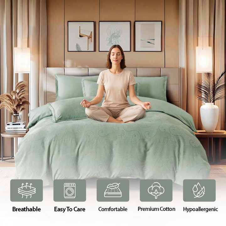 King Size Jacquard Linen Bedding Set - Luxury Pillowcases for Modern Bedrooms (6FM67)