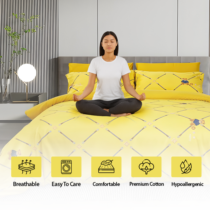 6 PCs King Printed Bedding Set – 220x240 Duvet, Fitted Sheet with Deep Pocket  (6FS96)