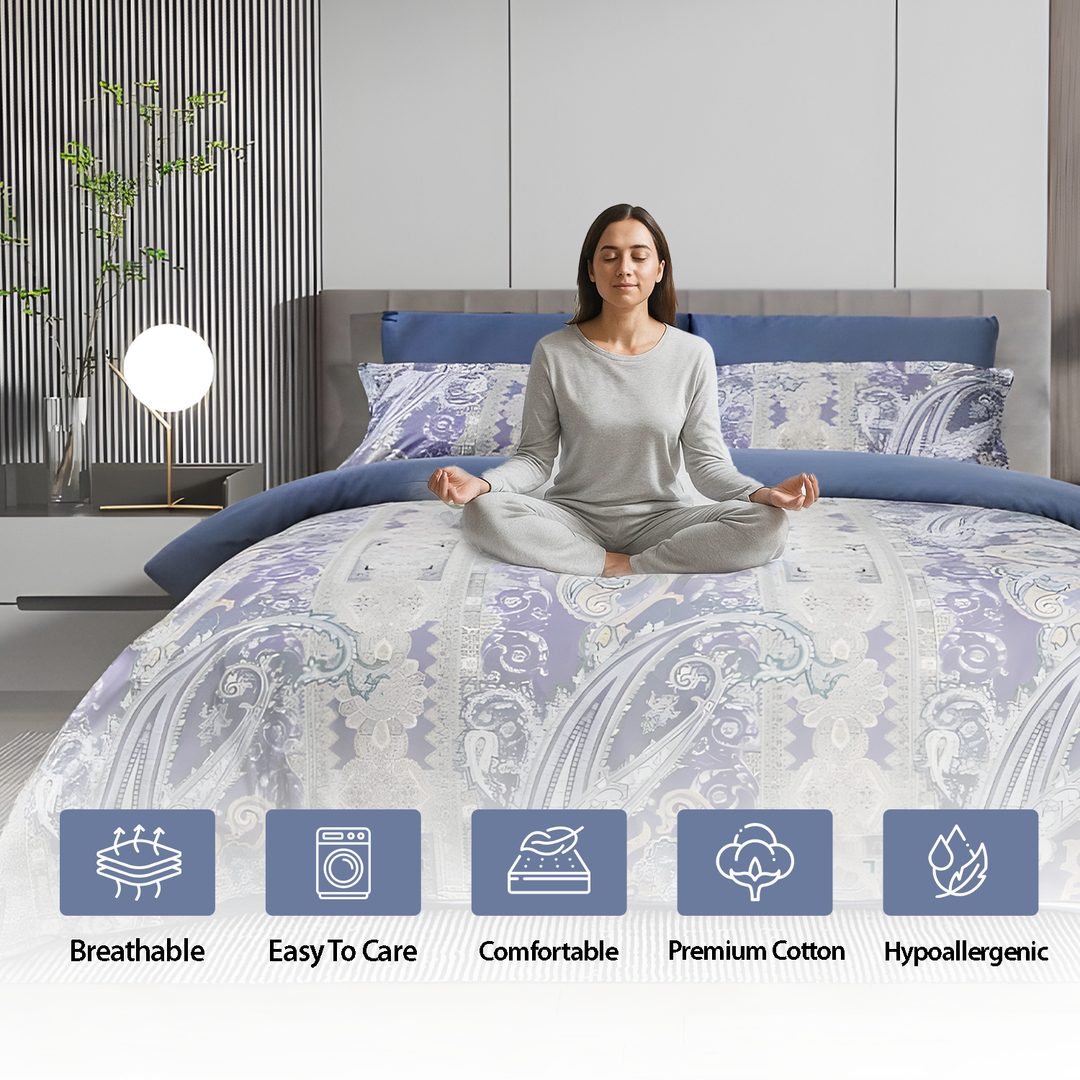 6 PCs King Printed Bedding Set – Duvet Cover, Pillowcase  & Fitted Sheet Included (6FS94)
